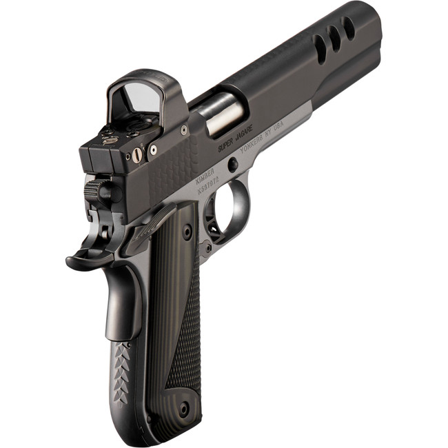Kimber Mfg, Inc 3000278 Super Jagare w/Optic 10mm Auto 8+1 6" Stainless Match Grade Barrel, Diamond Carbon Coating Ported/Serrated Stainless Steel Slide, Kimpro II Gray Micarta Grip, Delta Pro Red Dot - 3000278 - 669278302782