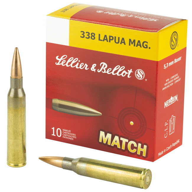 Sellier & Bellot Rifle Ammo 338 Lapua Magnum Hollow Point Boat Tail 300 Grain 10 Rounds