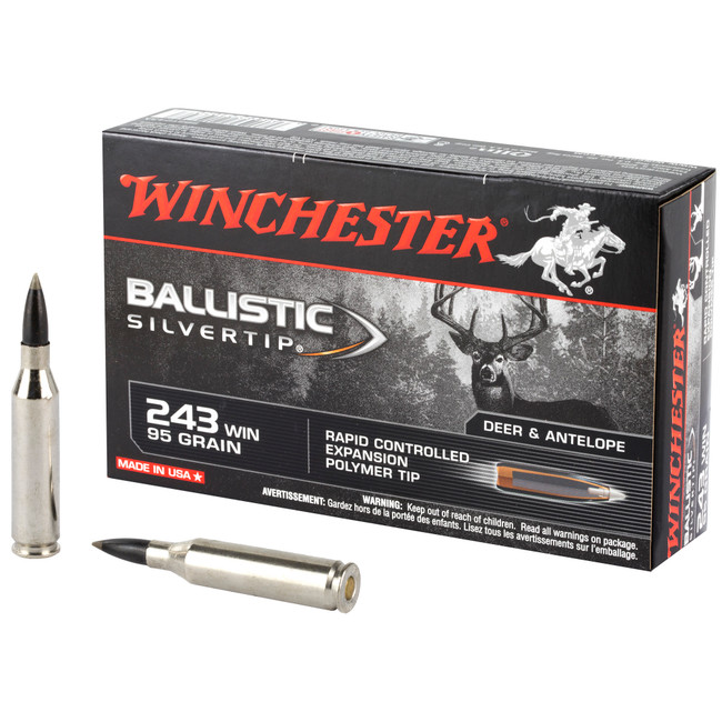 Winchester Ballistic Silvertip 243 Winchester Polymer Tip 95 Grain 20 Rounds - SBST243A - 020892210707