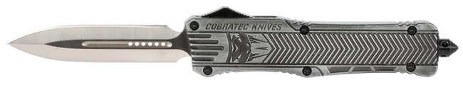 CobraTec Knives LSWCTK1LFAGNS CTK-1  Large 3.75" OTF Dagger Plain D2 Steel Blade/Stonewashed Aluminum Handle Features Glass Breaker Includes Pocket Clip
