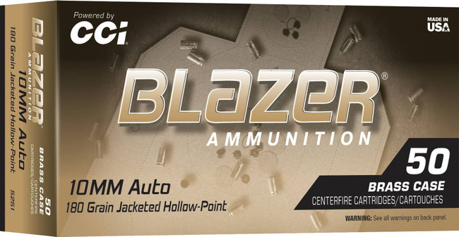 CCI Blazer Brass HP Pistol Ammo 10mm. 180 gr. JHP 50 rd. - 5251 - 604544700312