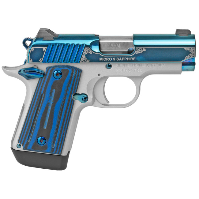 Kimber Micro 9 Sapphire Pistol 9mm 3.15 in. Bright Blue 8 rd. - 3300111 - 669278331119