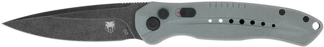 CobraTec Knives GRYDIABLOAUTO Diablo  3.50" Folding Black Stonewashed D2 Steel Blade, 4.75" Gray Textured G10 Scales Handle - GRYDIABLOAUTO - 099654043792