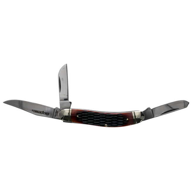 Cold Steel CSFLGSTKMJ Gentleman's Stockman 2"/2.10"/2.50" Folding Clip/Sheepsfoot/Spey Plain 8Cr13MoV SS Blade/Brown Jigged w/Polished Bolsters Bone Handle - CSFLGSTKMJ - 888151038680