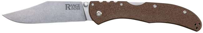 Cold Steel CS20KR9Z Range Boss  Folding Clip Point Plain 4034 SS Blade 5.25" Flat Dark Earth Zy-Ex Handle Blister Pack
