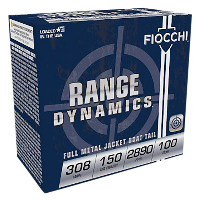 Fiocchi 308ARD Range Dynamics  308 Win 150 gr Full Metal Jacket Boat Tail 100 Rounds
