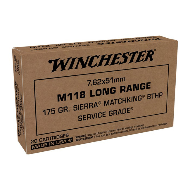 Winchester M118 7.62x51 Sierra Matchking BTHP 175 Grain 20 Rounds