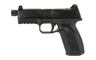FN 66101375 510 Tactical Full Size Frame 10mm Auto 22+1, 4.71" Black Target Crown Steel Barrel, Black PVD Optic Cut/Serrated Steel Slide & Polymer Frame w/Picatinny Rail, Ambidextrous - 66101375 - 845737015596