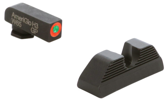 AmeriGlo GL351 Glock Green Front Tritium Orange Outline Serrated Rear