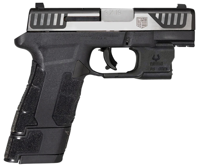 Diamondback DB0301P031 AM2 w/Viridian Laser Sub-Compact Frame 9mm Luger 12+1/17+1, 3.50" Stainless Steel Barrel, Serrated Stainless Steel Slide, Black Polymer Frame w/Picatinny Rail & Polymer Grip