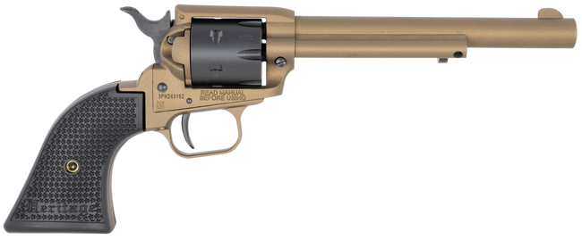 Heritage Mfg RR22A6 Rough Rider  22 LR 6 Shot, 6.50" Burnt Bronze Cerakote Steel Barrel, Black Satin Cylinder Burnt Bronze Cerakote Steel, Black Textured Polymer Grips