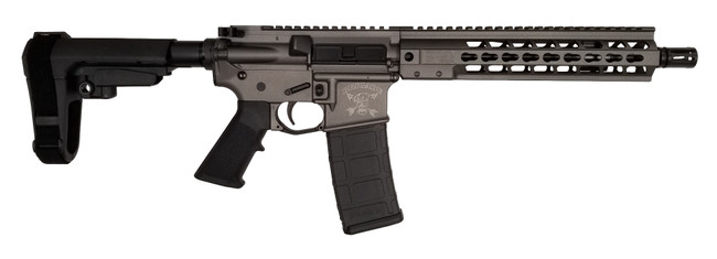Brigade MFG Forged Aluminum AR Pistol - Tungsten | 5.56 NATO | 10.5" Barrel |10" U-LOC Rail | A2 Flash Hider | SBA3 Tactical Brace
