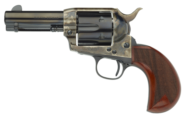 Taylors & Company 555132 1873 Cattleman 357 Mag Caliber with 3.50" Blued Finish Barrel, 6rd Capacity Blued Finish Cylinder, Color Case Hardened Finish Steel Frame & Checkered Birdshead Walnut Grip