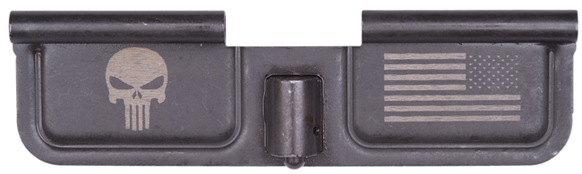 Spikes SED7005 Ejection Port Door Punisher and Flag AR-15 Black Phosphate Steel