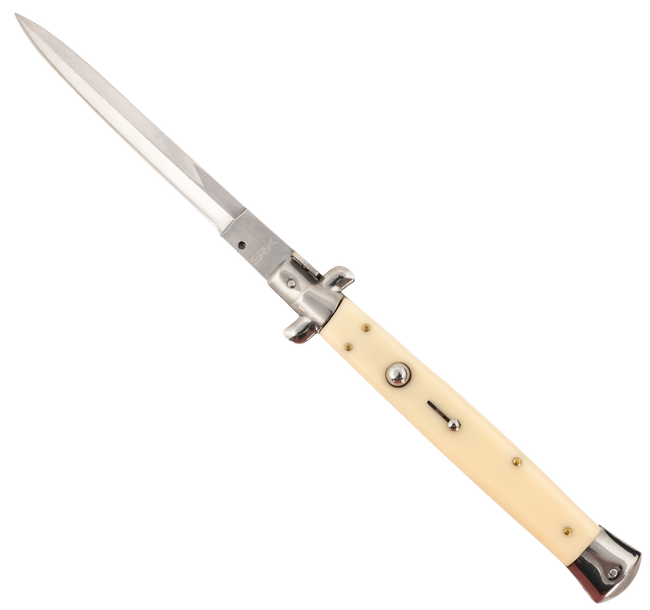 Steel River Knives CISID Spartan  6" Italian Dagger Polished Blade 7" Ivory Synthetic Handle Side Open