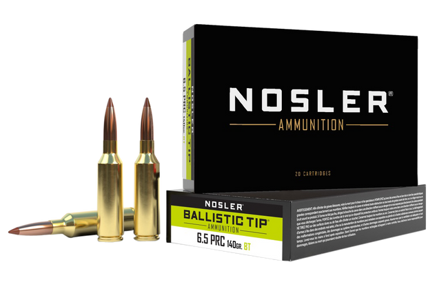 Nosler, Ballistic Tip, 6.5 Prc, Spitzer Ballistic Tip, 140 Grain, 20 Rounds