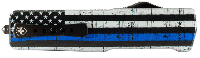 Templar Knife MABTB12 Premium Lightweight Slim 3.16" OTF Dagger Plain Black Oxide Stonewashed Powdered D2 Steel Blade/4.93" Black & White w/Blue Line Anodized Aluminum Handle