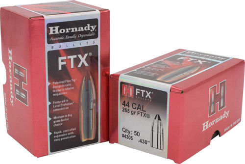 Hornady FTX Rifle Bullets .44 cal .430" 265 gr FTX (444 Marlin) 50/ct - 4305 - 090255243055