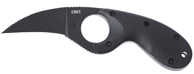 CRKT 2516K Bear Claw  2.39" Fixed Hawkbill Plain Black Powder Coated AUS-8A SS Blade, Black Textured GRN Handle