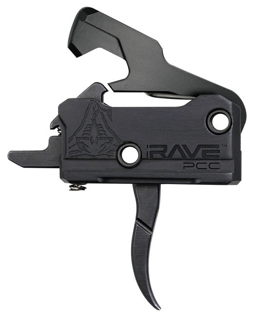 Rise Armament T017PCCBLK Rave Pistol Caliber Carbine Single-Stage Curved Trigger with 3.50 lbs Draw Weight & Black Nitride Finish for AR-Platform