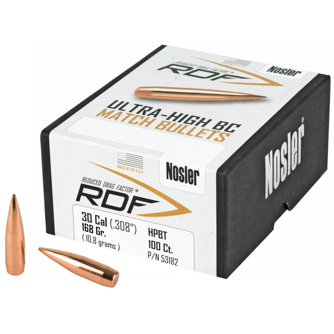Nosler RDF Match Bullets .30 cal .308" 168gr HPBT 100/ct - 53182 - 054041531825