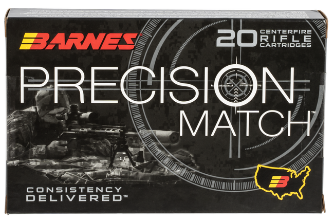 Barnes Bullets Precision Match 338 Lapua Magnum Open Tip Match 300 Grain 20 Rounds