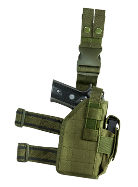 NcStar CVDLHOL2954G Drop Leg  Leg Green PVC Fabric Leg Fits Full Size Semi-Auto Fits Compact Semi-Auto Right Hand