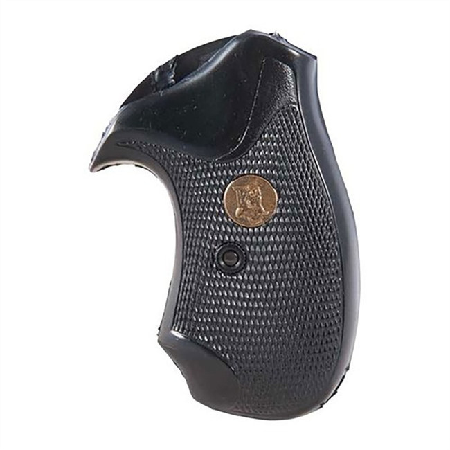 Pachmayr 03255 Compact Grip Checkered Black Rubber for S&W J Frame with Square Butt