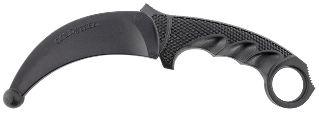 Cold Steel CS92R49 Karambit Rubber Trainer 4" Fixed Plain Black Santoprene Blade/Black Deep Checkered w/Ring Pommel Santoprene Handle