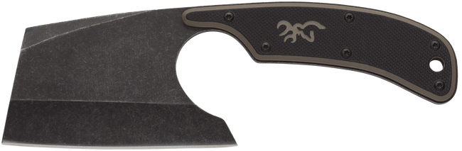 Browning 3220322 Cutoff Camp 2.50" Fixed Cleaver Plain Black Black Oxide Stonewashed 9Cr14MoV SS Blade, Black/Tan G10 Handle