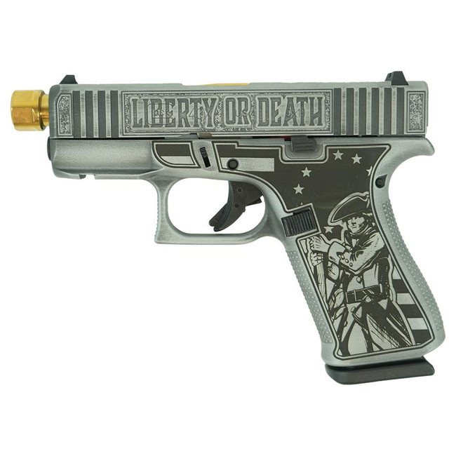Glock 43X Liberty or Death 9mm, 3.4in. Barrel, 10rd - Gold (UX4350201FR MODPATRIOTGB)