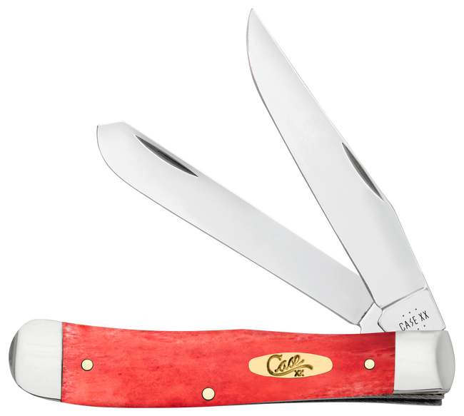 Case 10760 Dark Red Bone Trapper Folding Clip Point/Spey Plain Mirror Polished Tru-Sharp SS Blade/Smooth Dark Red/Pinched Bolsters Bone/SS Handle