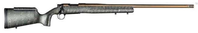 Christensen Arms 8010201200 Mesa Long Range 6.5 PRC 4+1 26" Threaded Barrel, Burnt Bronze Cerakote, Green with Black/Tan Webbing Stock