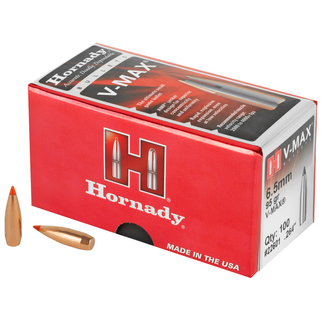Hornady V-MAX Bullets 6.5mm .264" 95 gr V-MAX 100/ct - 22601 - 090255275056