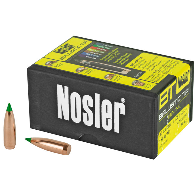 Nosler Ballistic Tip Hunting Bullets .30 cal .308" 150 gr SBT-BTIP 50/ct - 30150 - 054041301503