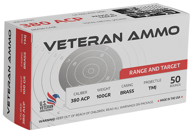 Hyperion Munitions HMBX38010050 Veteran Ammo  380 ACP 100 gr Full Metal Jacket 50 Rounds