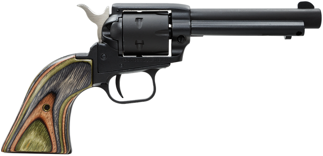 Heritage Rough Rider Revolver - Satin Black | .22 LR / .22 WMR | 4.75" Barrel | 6rd | Camo Laminate Wood Grips