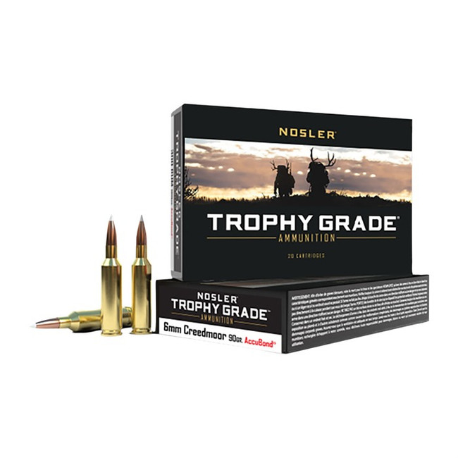 Nosler Trophy Grade Rifle Ammunition 6mm Creedmoor 90 gr. AB SP 20 rd.