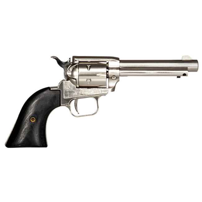 Heritage Rough Rider Revolver 22 LR. 4.75 in. Nickel Wood Grip 6 Shot - RR22NI4BW - 727962708613