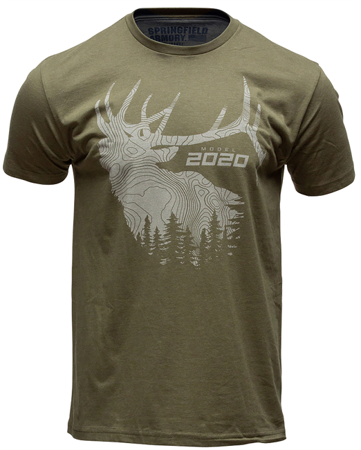 Springfield Armory GEP8605S 2020 Elk Men's Military Green Cotton/Polyester Short Sleeve Small
