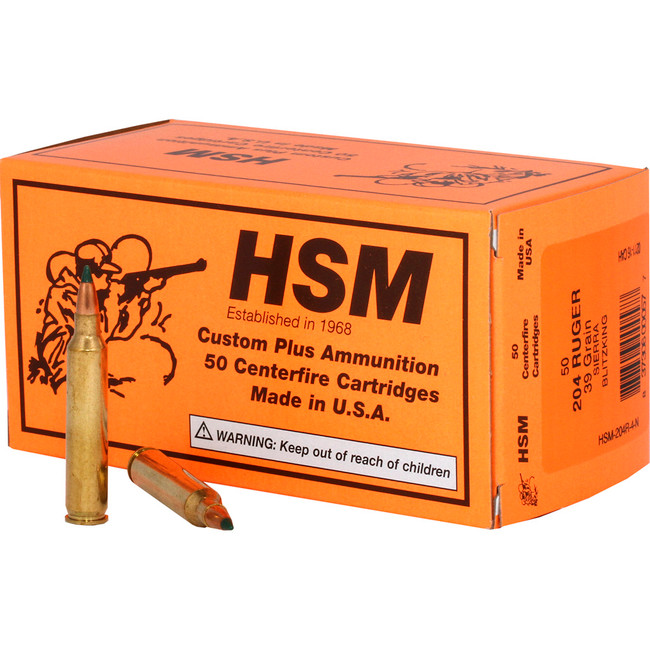 HSM Varmint Rifle Ammunition 204 Ruger BlitzKing 39 gr. 20 rd. - HSM-204R-4-N - 837306000577