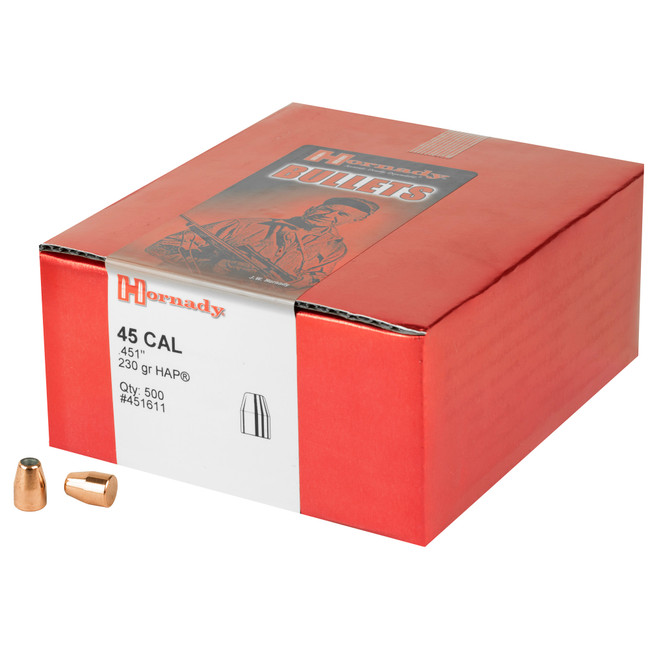 Hornady 451611 HAP  45 Cal .451 230 gr Hollow Point 500 Per Box/ 2 Case - 451611 - 090255701005
