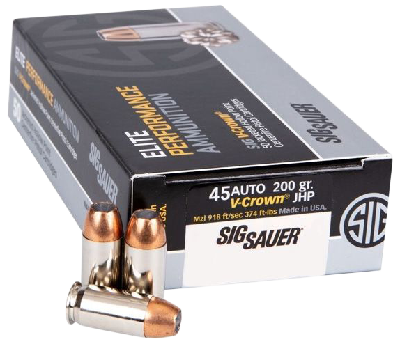 Sig Sauer Elite .45 Acp V Crown Jacketed Hollow Point 200 Grain 50 Rounds