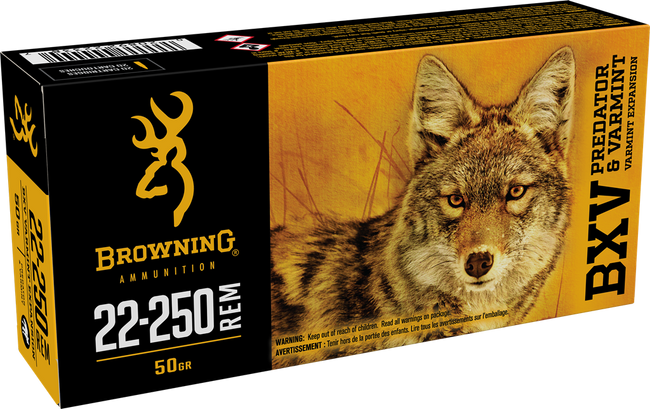 Browning Ammo B192322250 BXV Predator & Varmint 22-250Rem 50gr Varmint Expansion Polymer Tip 20 Rounds