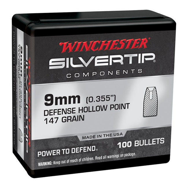 Winchester Ammo WB9ST147X Centerfire Handgun Reloading 9mm 147gr Silvertip Hollow Point 100 Per Box/10 Case
