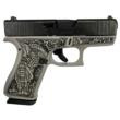 Glock G43X Custom 9mm Luger 3.4in Barrel 10rd Gray Steel Elephant Engraved Finish