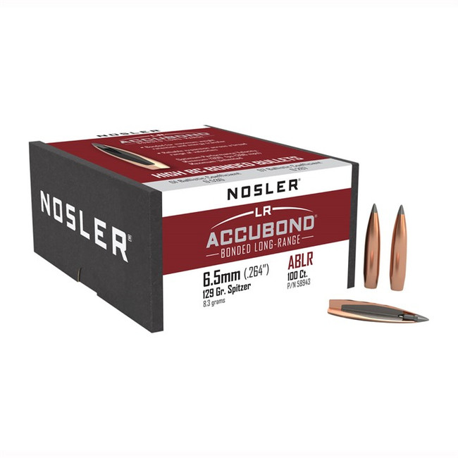 Nosler AccuBond Long Range Bullets 6.5mm 129 gr. Spitzer Point 100 pk.