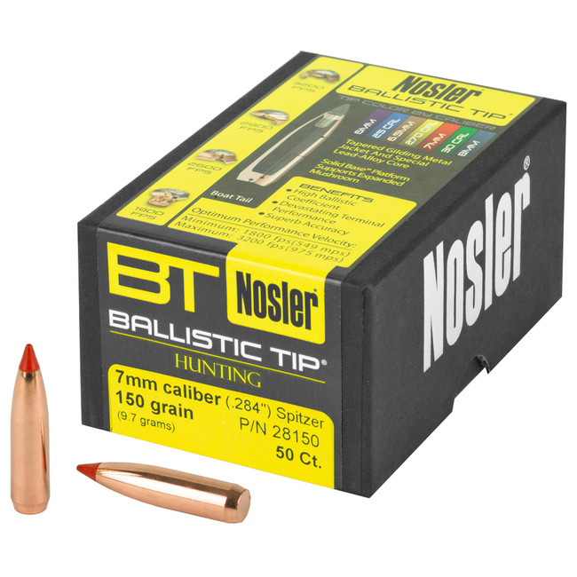 Nosler Ballistic Tip Hunting Bullets 7mm 150 gr. Spitzer Point 50 pk. - 28150 - 054041281508
