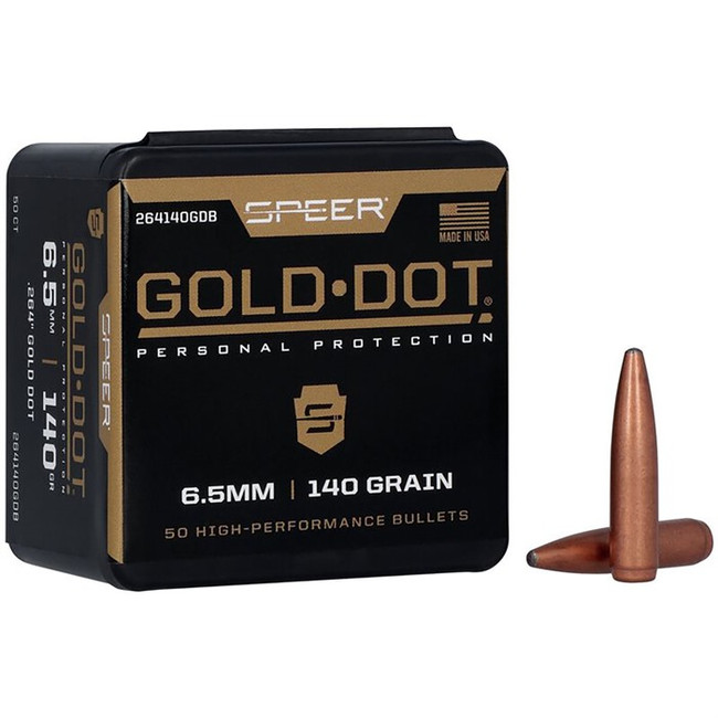 Speer 264140 Gold Dot  6.5mm .264 140 GR Soft Point 50 Box