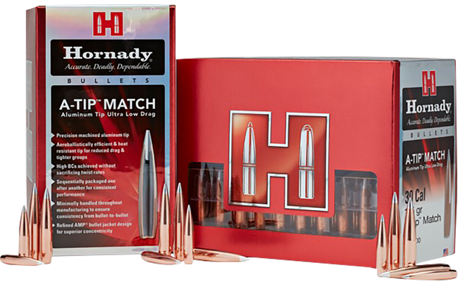 Hornady 26382   6mm .264 153gr A-Tip Match 500 Per Box/6 Case